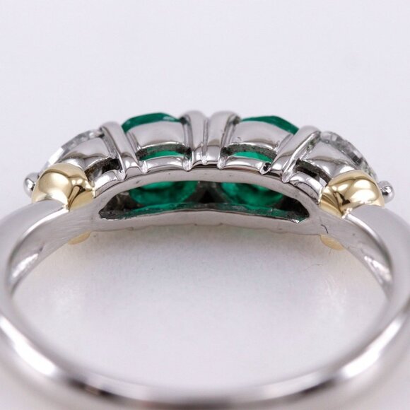 diamond Ring Pt900Platinum/K18 yellow gold/Emerald #4.5(US Size) One chara - Picture 5 of 7